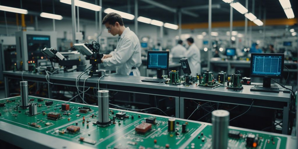 Machines automatisées assemblant des cartes électroniques dans une usine de haute technologie, illustrant les avantages de la sous-traitance électronique.